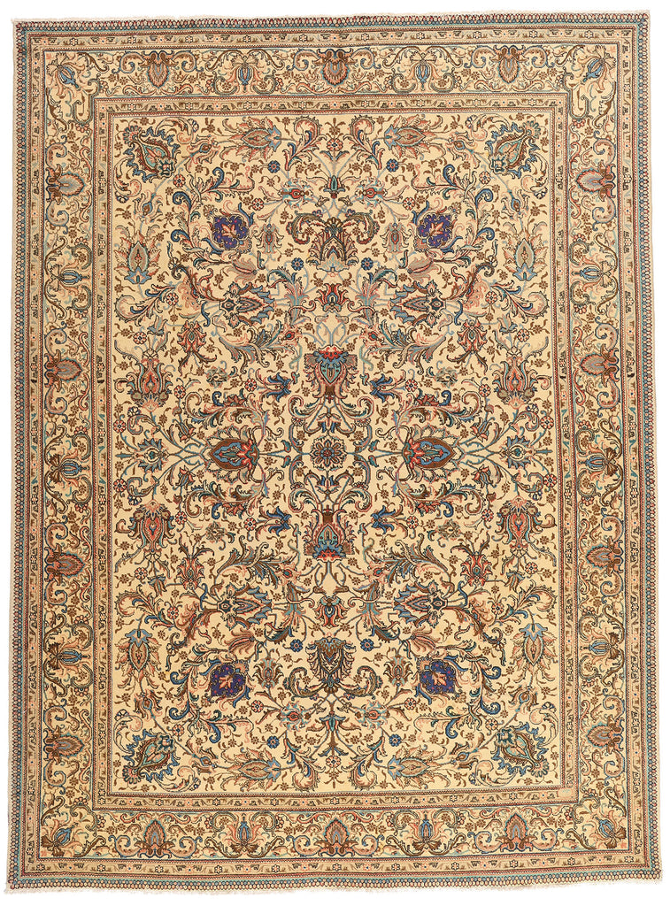 9 x 13 - Beige Vintage Persian Tabriz Rug - 76412