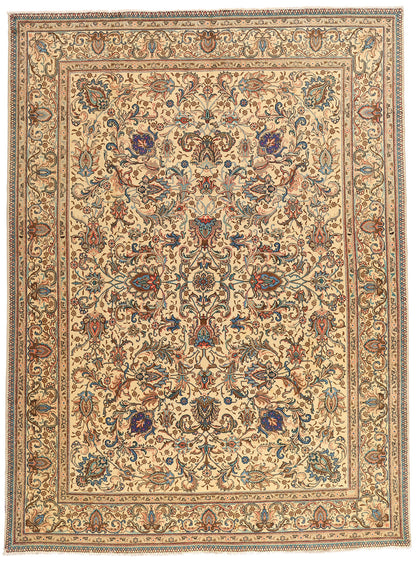 9 x 13 - Beige Vintage Persian Tabriz Rug - 76412