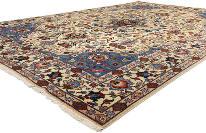 9 x 13 - Beige Vintage Persian Tabriz Rug - 71755