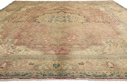 10 x 13 - Brown Vintage Persian Tabriz Rug - 76446