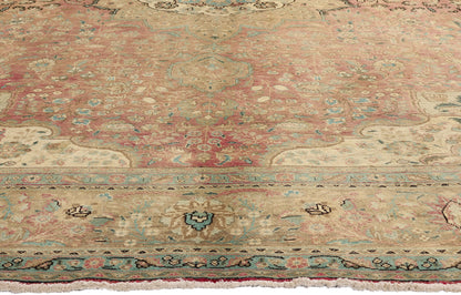 10 x 13 - Brown Vintage Persian Tabriz Rug - 76446