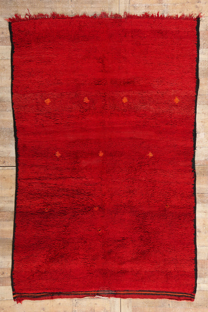 6 x 9 Red Vintage Beni Mrirt Moroccan Rug 79340