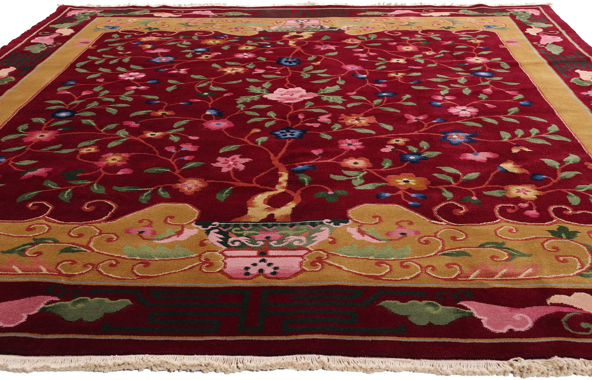 8 x 10 Red Vintage Chinese Art Deco Rug 79326