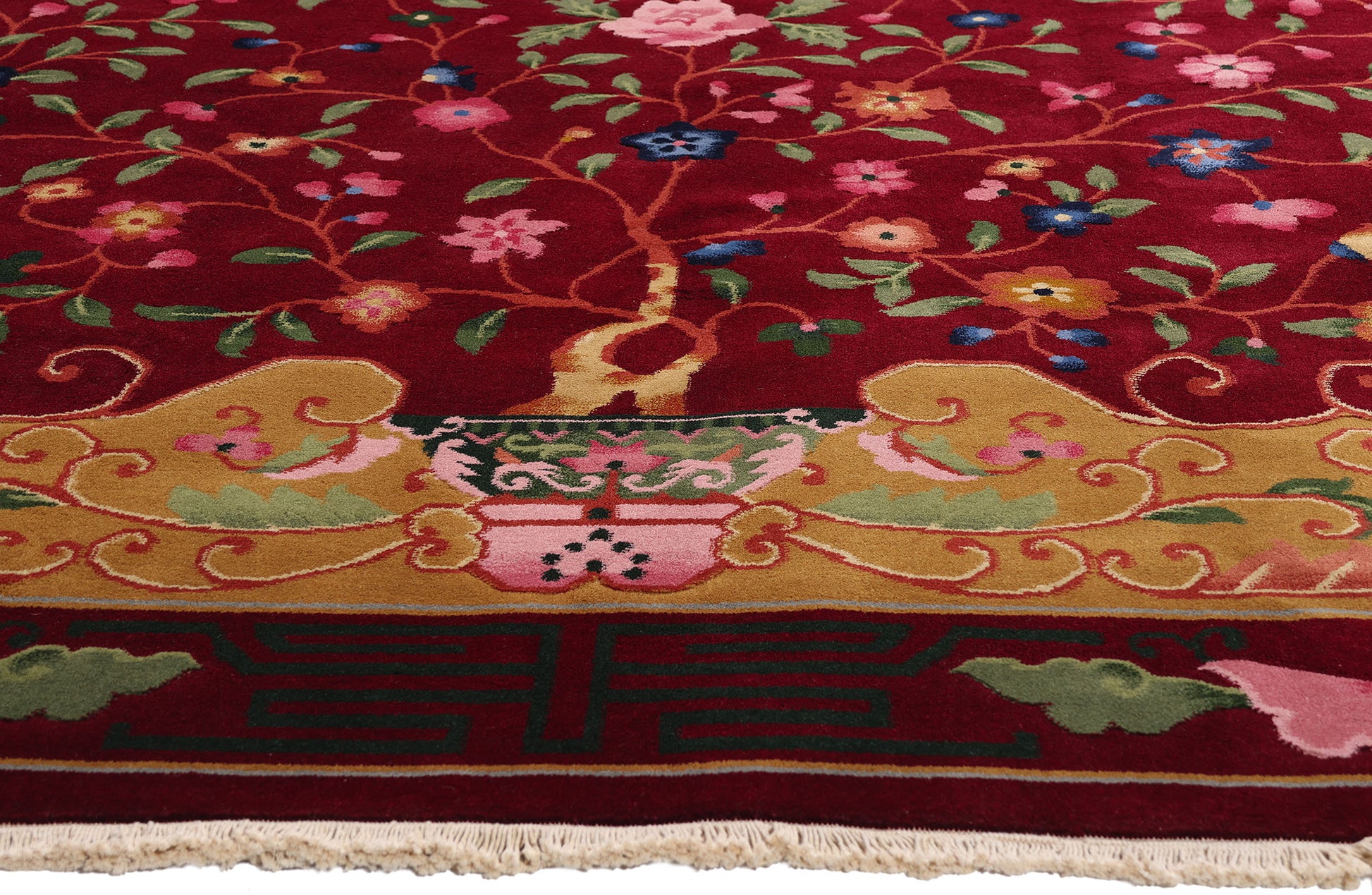 8 x 10 Red Vintage Chinese Art Deco Rug 79326