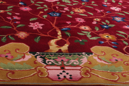 8 x 10 Red Vintage Chinese Art Deco Rug 79326
