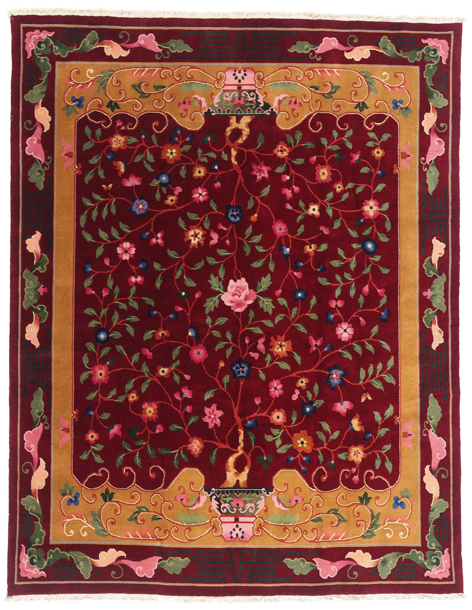 8 x 10 Red Vintage Chinese Art Deco Rug 79326