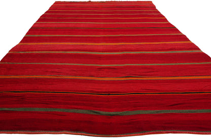 6 x 14 Red Vintage Striped Moroccan Kilim Rug 79339