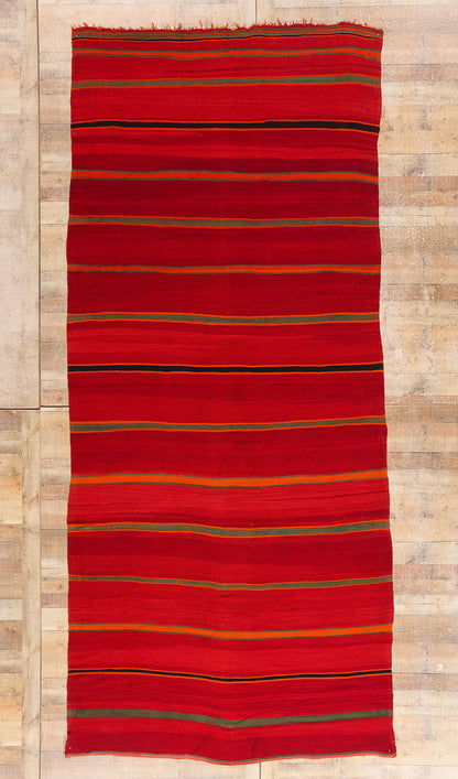 6 x 14 Red Vintage Striped Moroccan Kilim Rug 79339
