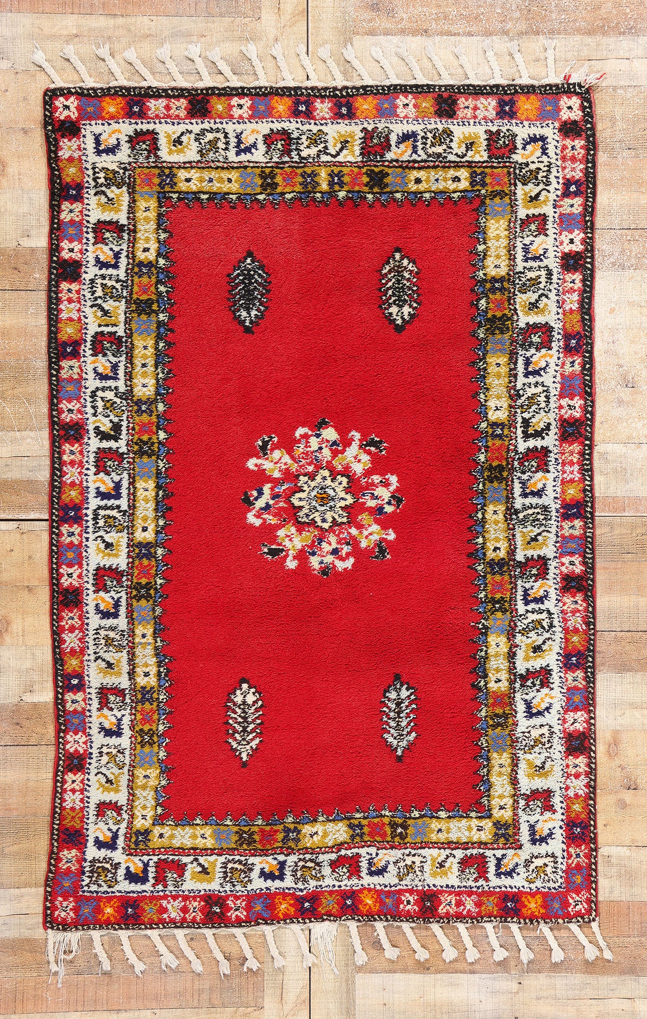 4 x 6 Vintage Red Rabat Moroccan Rug 79005