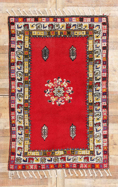 4 x 6 Vintage Red Rabat Moroccan Rug 79005