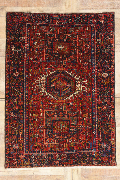 5 x 6 Red Vintage Persian Karaja Heriz Rug 79305