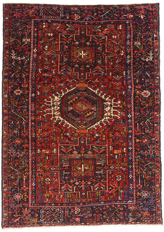 5 x 6 Red Vintage Persian Karaja Heriz Rug 79305