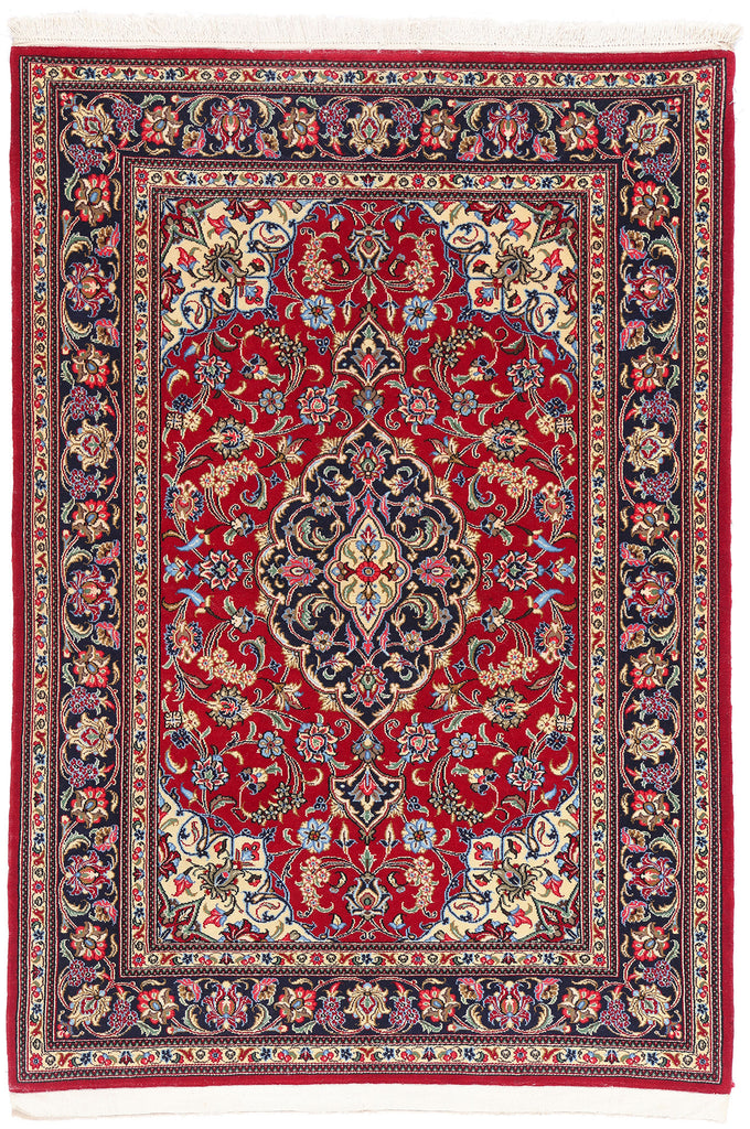 4 x 5 Red Vintage Persian Qum Rug 79315
