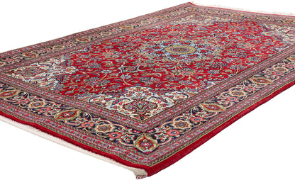 5 x 7 Red Vintage Persian Qum Rug 79313