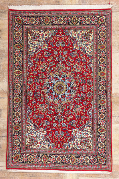5 x 7 Red Vintage Persian Qum Rug 79313