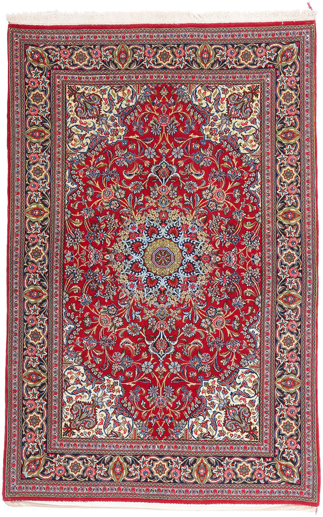 5 x 7 Red Vintage Persian Qum Rug 79313