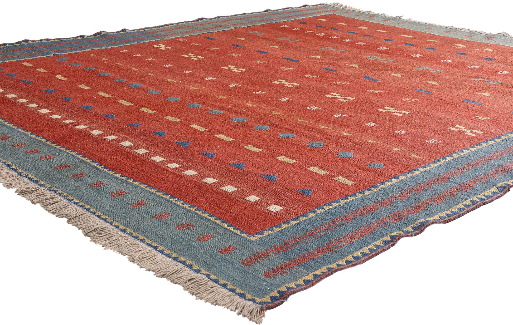 7 x 9 Red Vintage Persian Shiraz Kilim Rug 61425