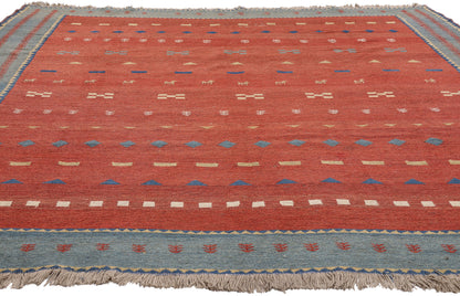 7 x 9 Red Vintage Persian Shiraz Kilim Rug 61425