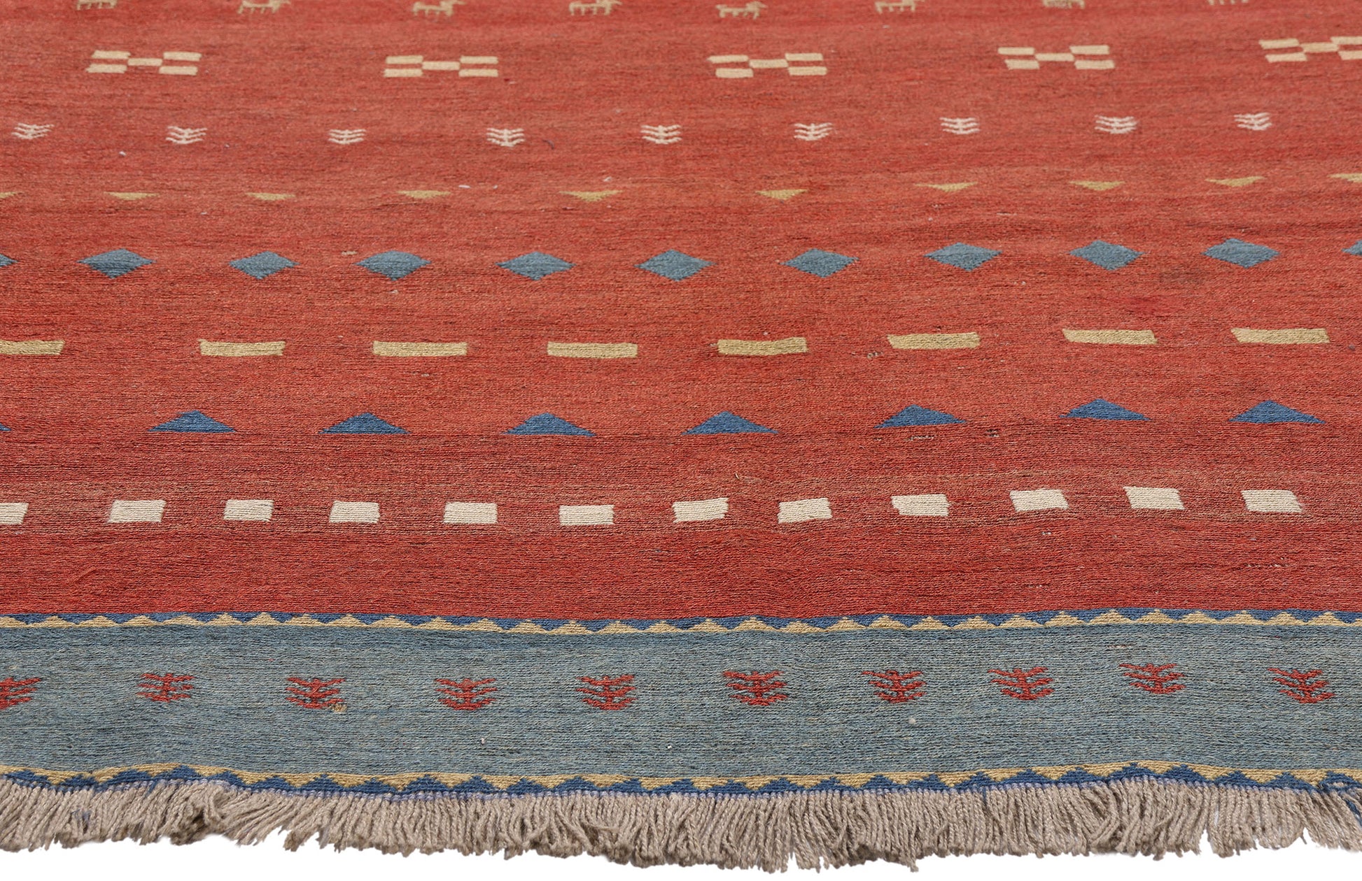 7 x 9 Red Vintage Persian Shiraz Kilim Rug 61425