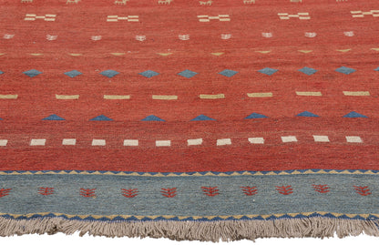 7 x 9 Red Vintage Persian Shiraz Kilim Rug 61425
