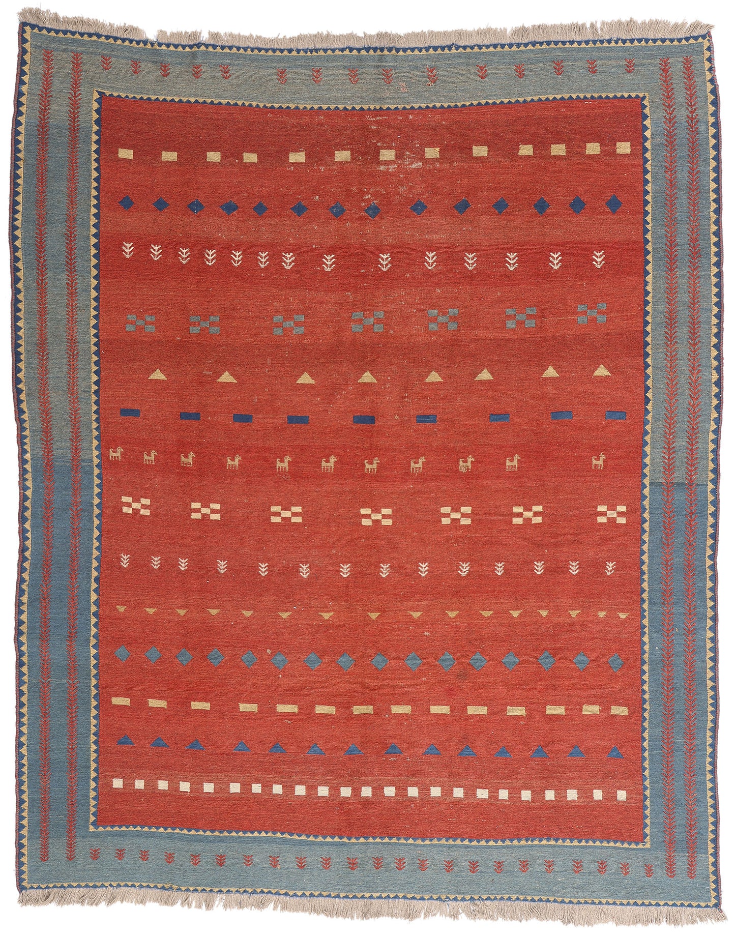 7 x 9 Red Vintage Persian Shiraz Kilim Rug 61425