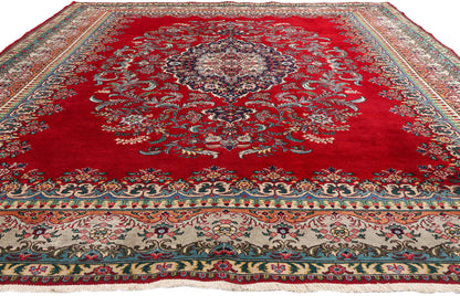 10 x 13 Vintage Red Persian Tabriz Rug 79067