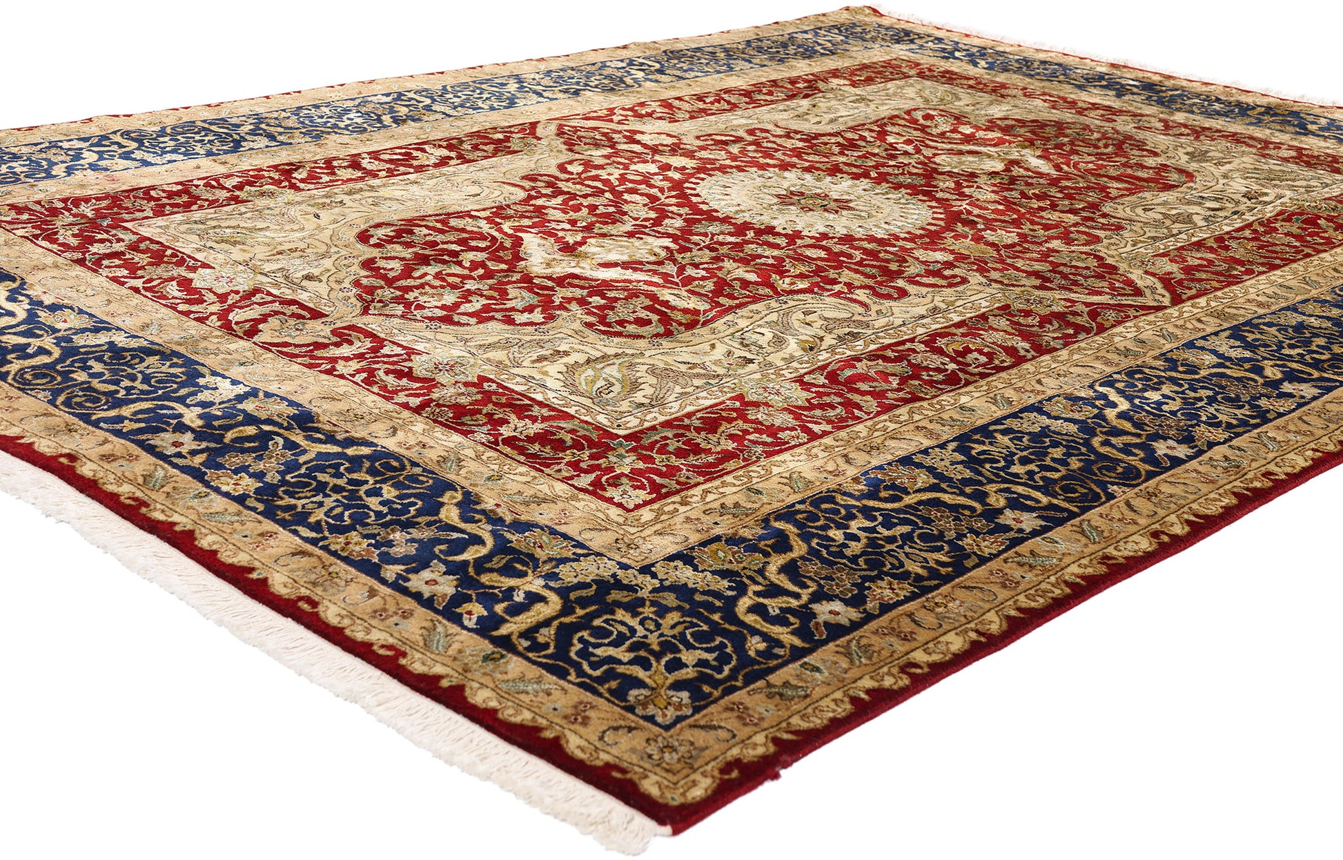 6 x 8 Red Vintage Indian Tabriz Rug 79203