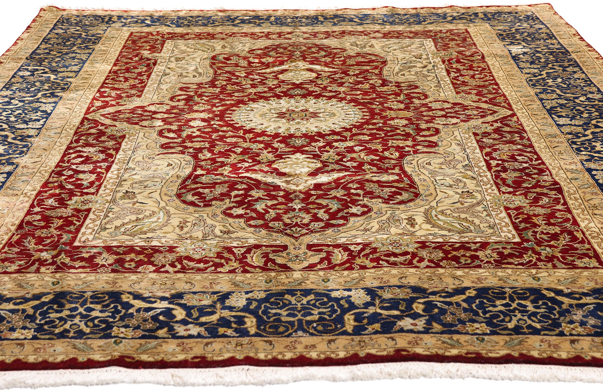 6 x 8 Red Vintage Indian Tabriz Rug 79203