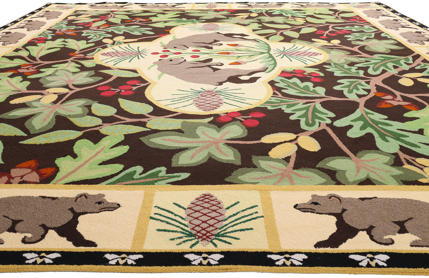 13 x 15 Vintage Sarah Gayle Carter Black Forest Hooked Rug 79239