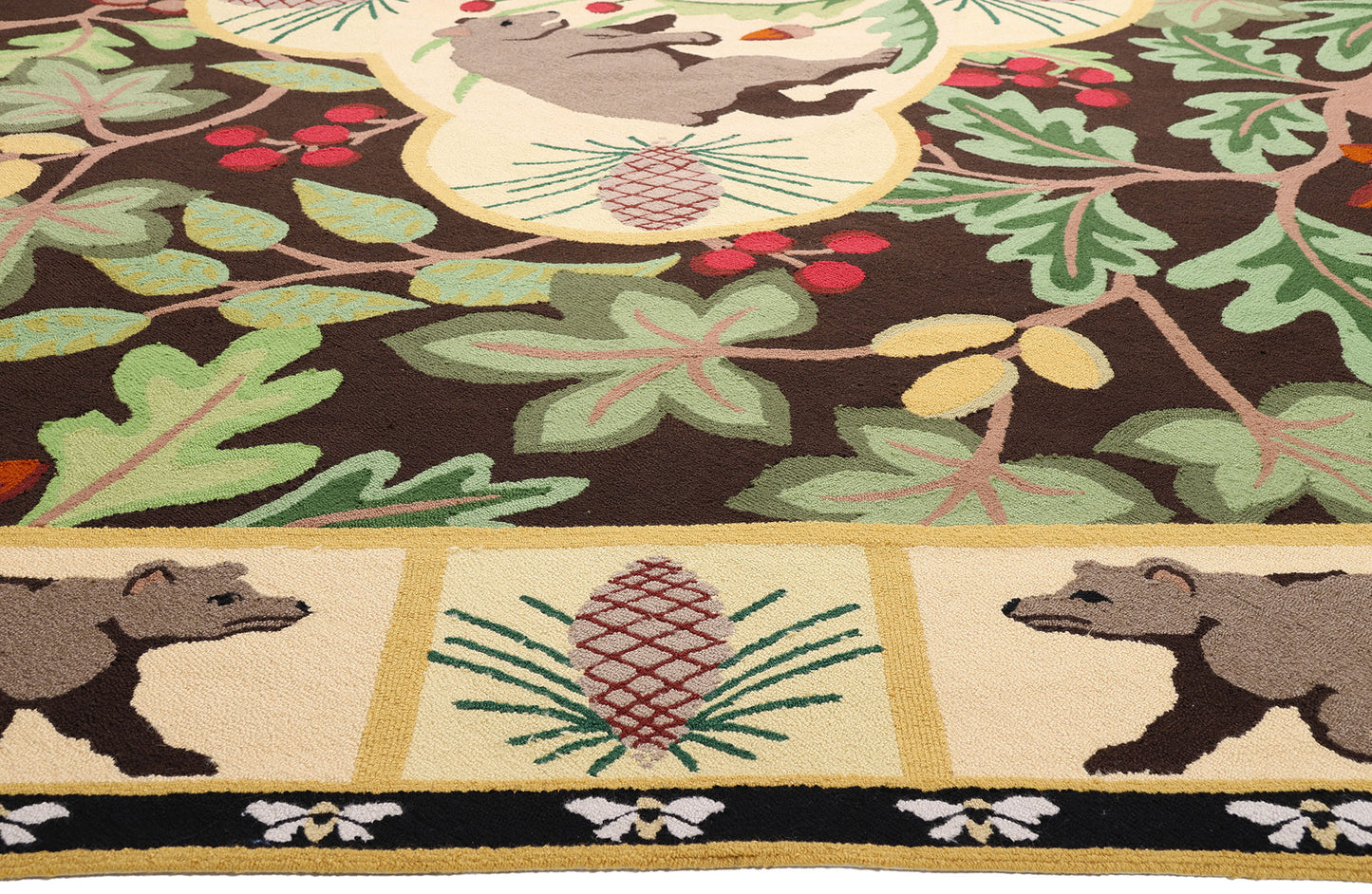13 x 15 Vintage Sarah Gayle Carter Black Forest Hooked Rug 79239