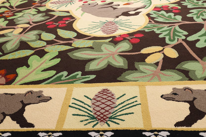 13 x 15 Vintage Sarah Gayle Carter Black Forest Hooked Rug 79239