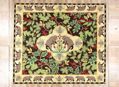 13 x 15 Vintage Sarah Gayle Carter Black Forest Hooked Rug 79239