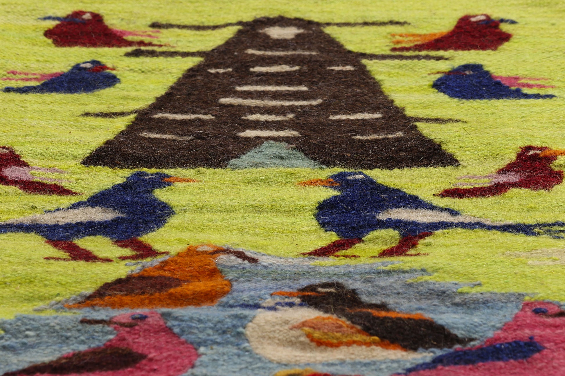 2 x 2 Chartreuse Vintage South American Peruvian Kilim Rug 79302