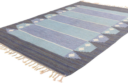 4 x 7 Vintage Swedish Scandinavian Rollakan Rug 79044
