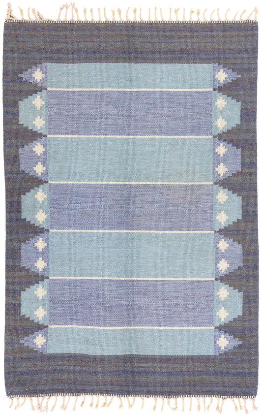 4 x 7 Vintage Swedish Scandinavian Rollakan Rug 79044