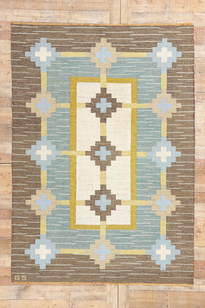 6 x 8 Sverker Greuholm Vintage Swedish Rollakan Rug 79047