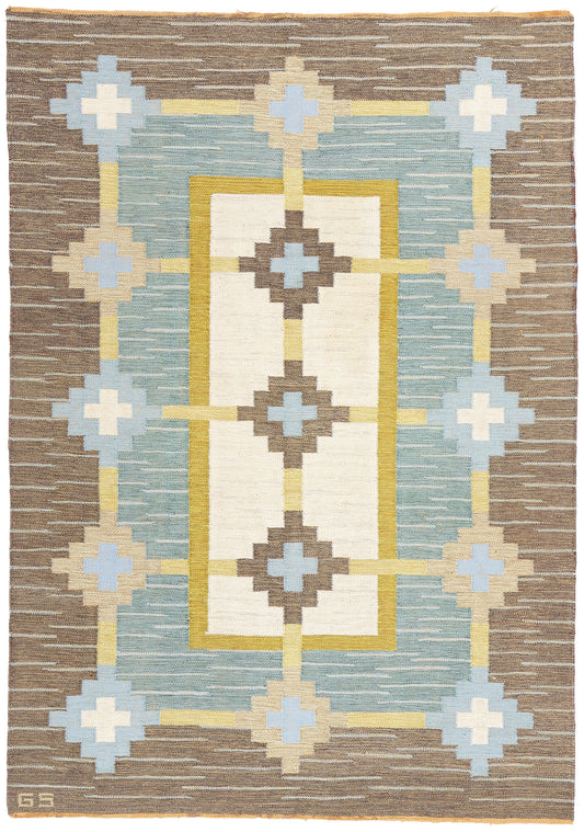 6 x 8 Sverker Greuholm Vintage Swedish Rollakan Rug 79047