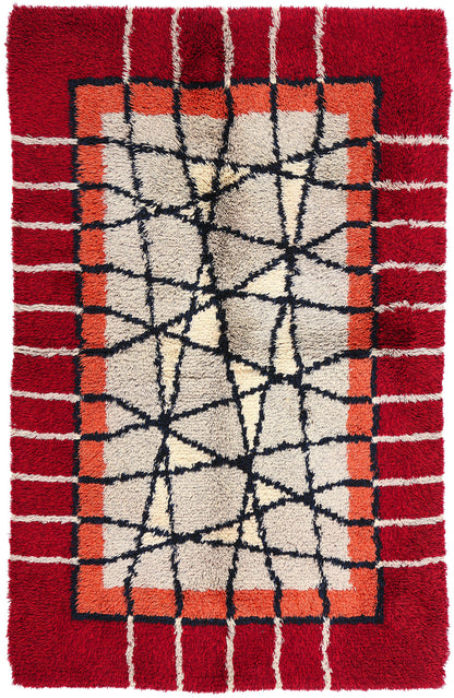 4 x 7 Ulla Kronlof Vintage Swedish Rya Rug 78278