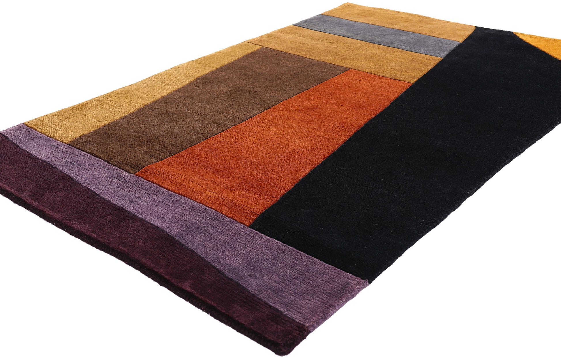 3 x 5 Black Vintage Tibetan Bauhaus Design Rug 79327