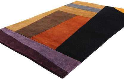 3 x 5 Black Vintage Tibetan Bauhaus Design Rug 79327
