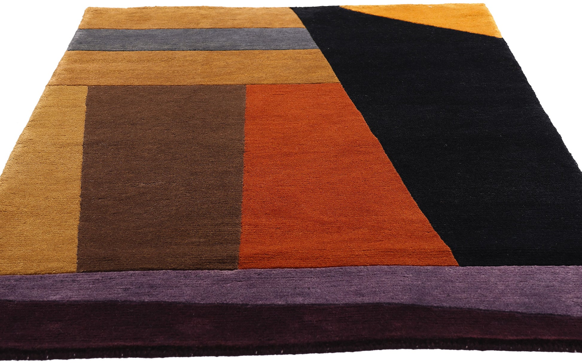 3 x 5 Black Vintage Tibetan Bauhaus Design Rug 79327