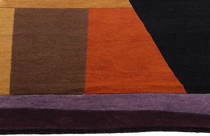 3 x 5 Black Vintage Tibetan Bauhaus Design Rug 79327