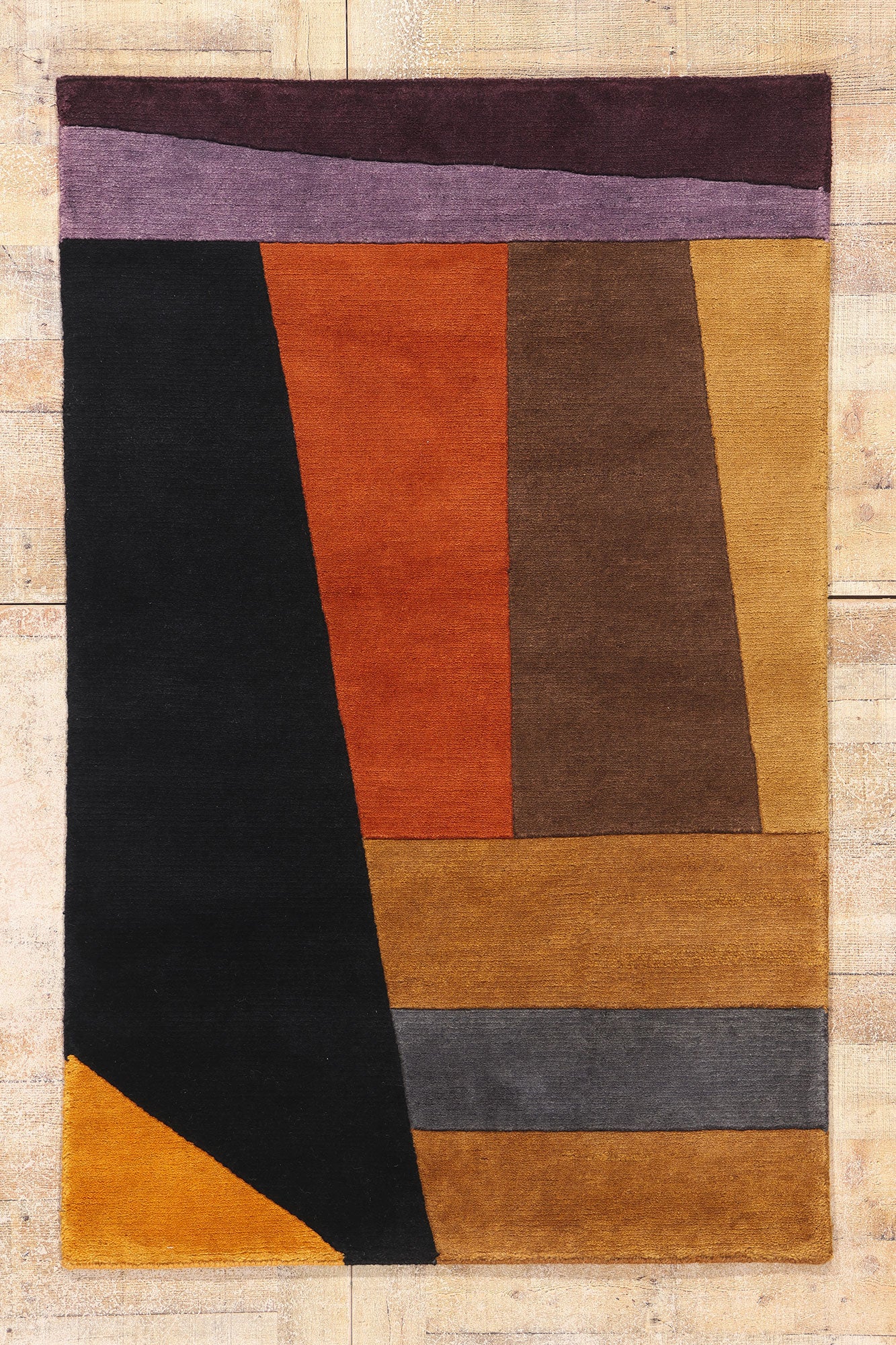 3 x 5 Black Vintage Tibetan Bauhaus Design Rug 79327
