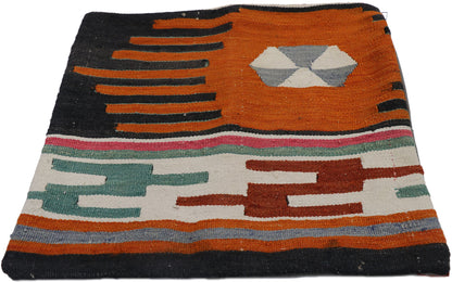 2 x 2 - Orange Vintage Turkish Pillow Rug - 53634