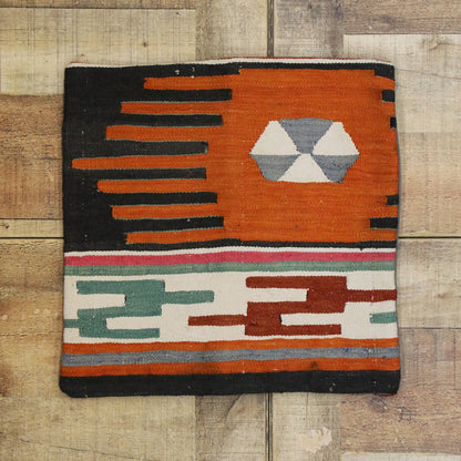 2 x 2 - Orange Vintage Turkish Pillow Rug - 53634