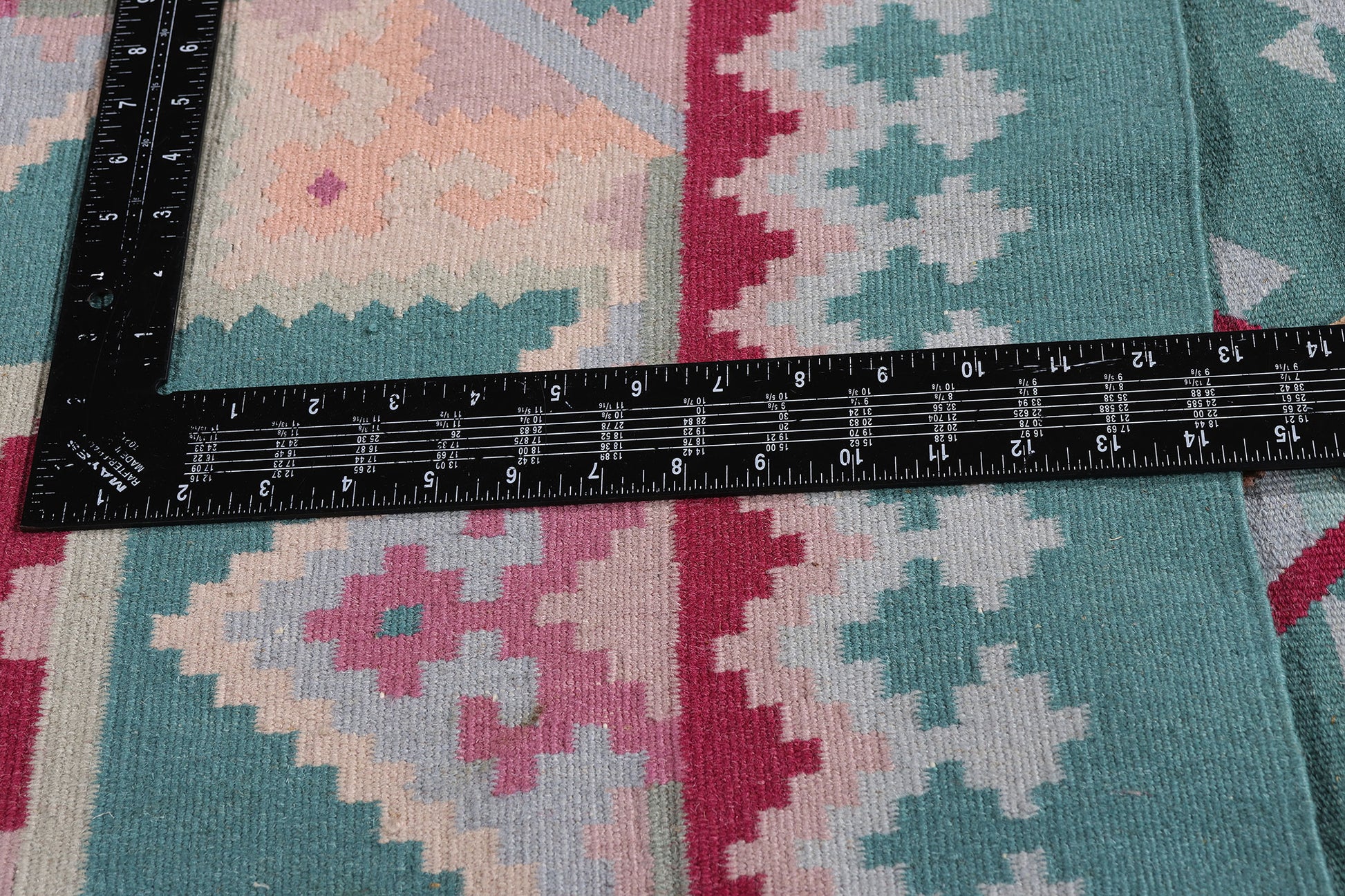 8 x 10 Teal Vintage Turkish Kilim Rug 78329