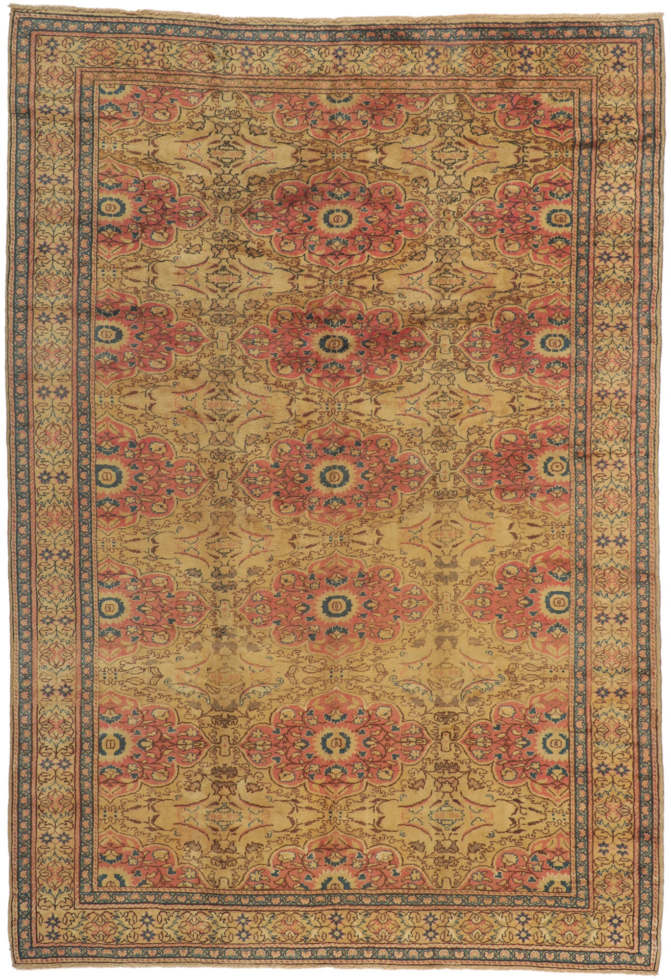 7 x 10 - Tan Vintage Turkish Kayseri Rug - 72724