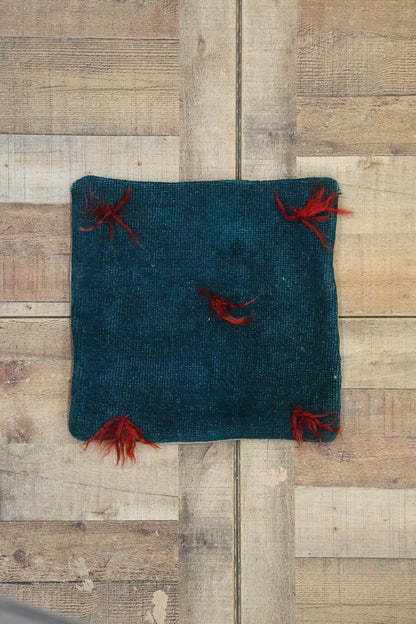 1 x 1 - Blue Vintage Turkish Pillow Rug - 53641