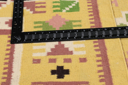 11 x 16 Yellow Vintage Indian Dhurrie Rug 79333
