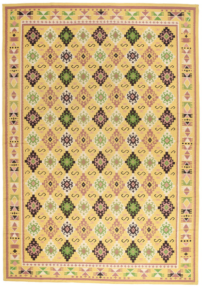 11 x 16 Yellow Vintage Indian Dhurrie Rug 79333